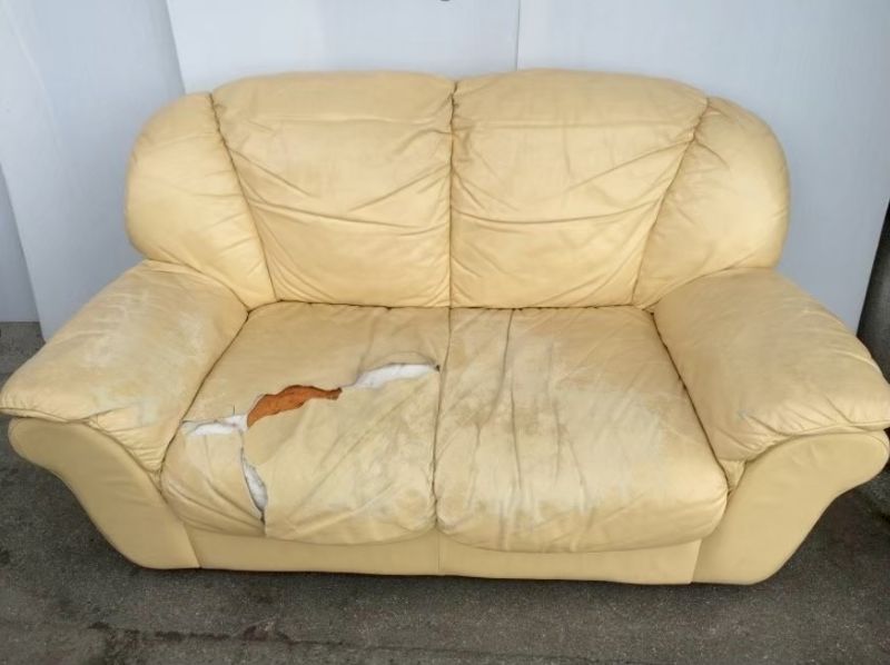 ＊本革　ソファ＊　部分張替＋染め直し